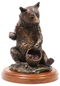 DIANE D. MASON (B.1951) BRONZE BEAR SCULPTURE, 'APPLE TURNOVER'