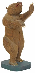 AMERICAN FOLK ART CARVED & PAINTED WOOD DANCING BEAR
