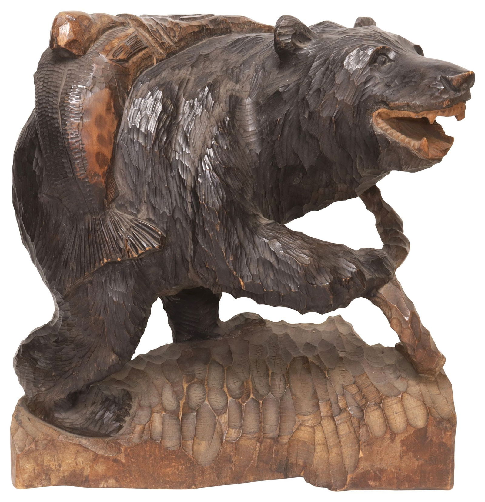 LARGE JAPANESE HOKKAIDO AINU STYLE CARVED WOOD BEAR SCULPTURE (1 of 10)