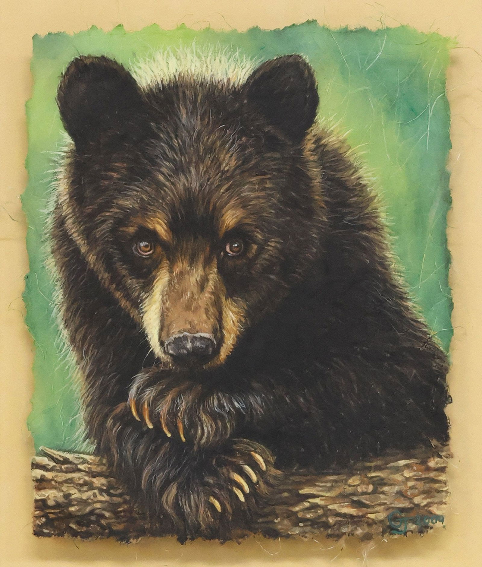 GARY JOHNSON (B.1953) WILDLIFE PAINTING BROWN BEAR CUB (1 of 5)