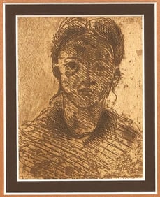 AFTER PAUL CEZANNE (FRENCH, D.1906) SEPIA ETCHING, 'HEAD OF A YOUNG GIRL'