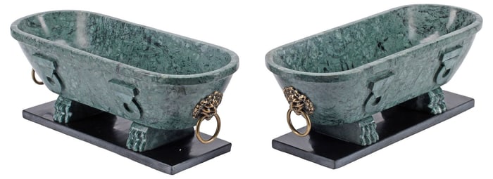 (2) GRAND TOUR STYLE MARBLE MODELS OF A ROMAN BATH