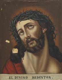 SPANISH SCHOOL RETABLO ON CANVAS EL DIVINO REDENTOR