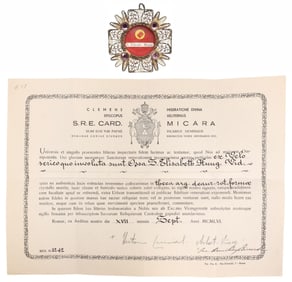 2ND-CLASS RELIC OF ST. ELIZABETH OF HUNGARY IN THECA RELIQUARY WITH COA