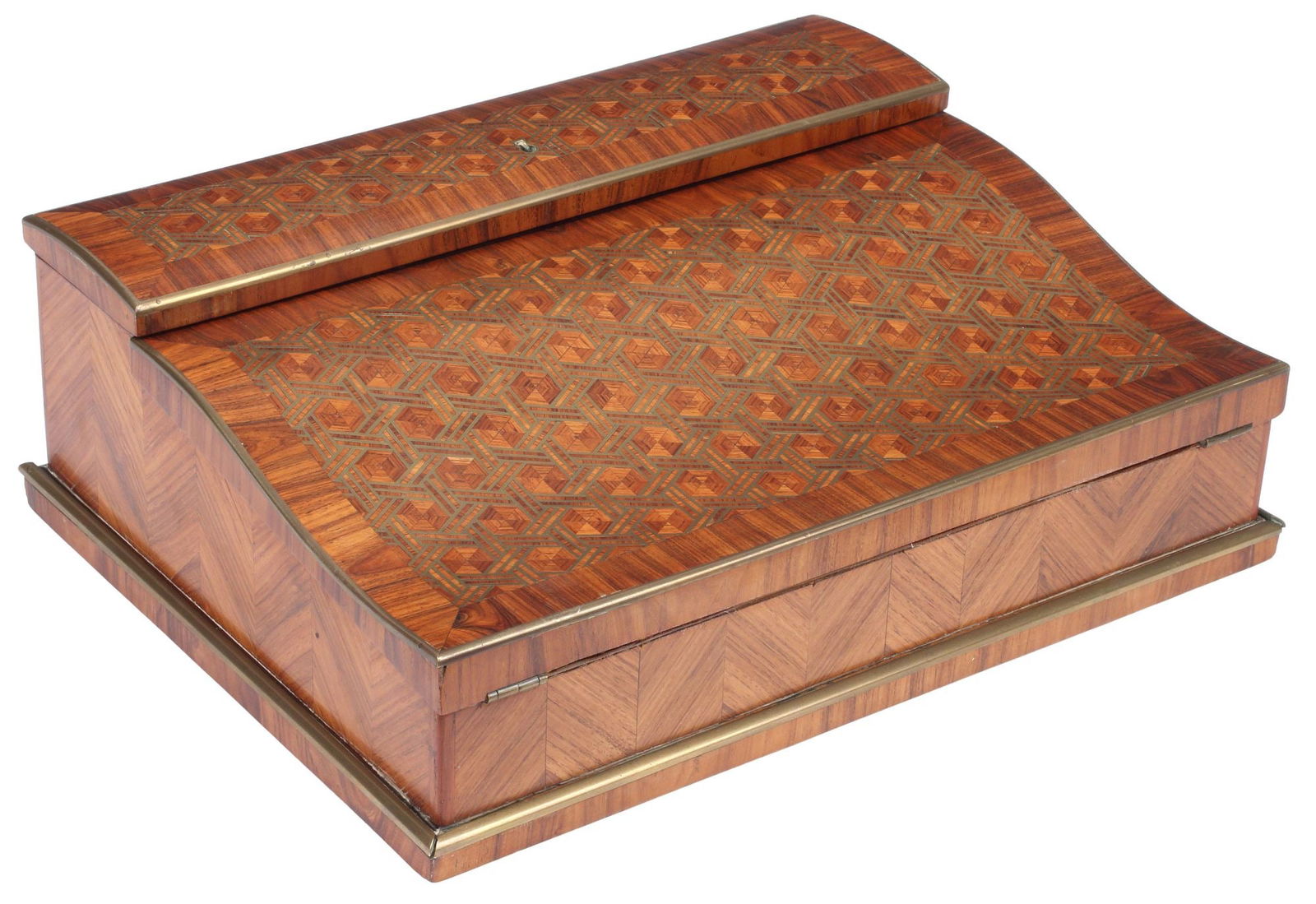 FRENCH CUBE PARQUETRY-INLAID LAP DESK / WRITING SLOPE (1 of 3)