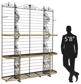 FRENCH WROUGHT IRON & BRASS BAKER'S RACK