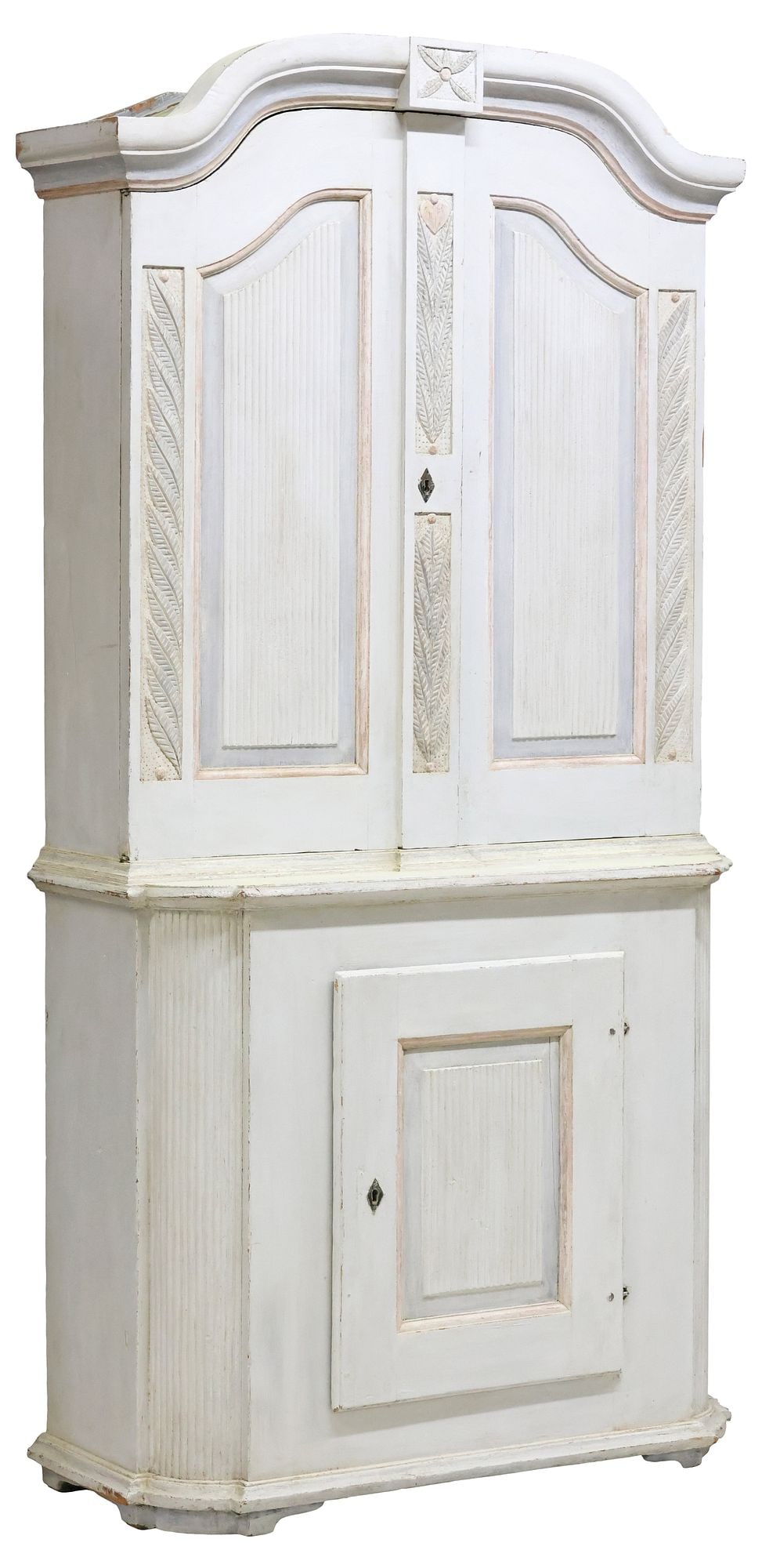 SWEDISH GUSTAVIAN STYLE PAINTED LINEN CUPBOARD (1 of 4)