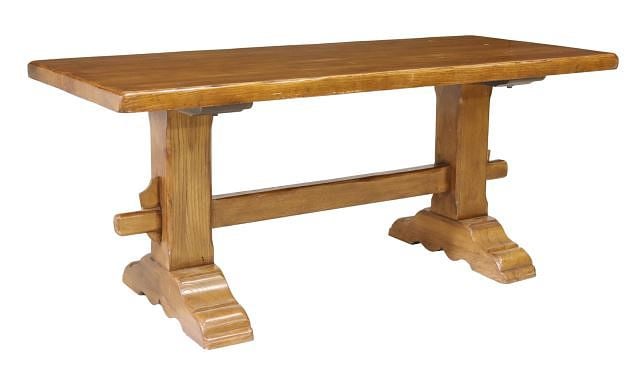 FRENCH PROVINCIAL OAK REFECTORY TRESTLE TABLE, 71"L (1 of 4)