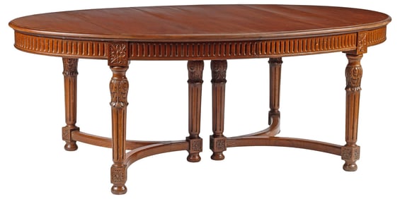 LOUIS XVI STYLE OVAL EXTENDING DINING TABLE