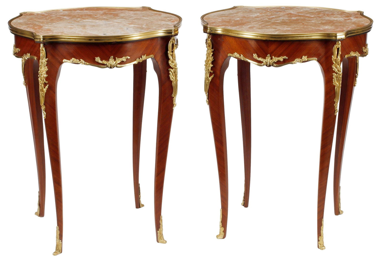(2) LOUIS XV STYLE MARBLE-TOP ORMOLU-MOUNTED SIDE TABLES (1 of 5)