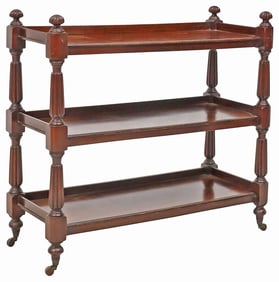 ENGLISH REGENCY 3-TIER MAHOGANY SERVER ON CASTORS