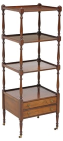 ENGLISH VICTORIAN 4-TIER MAHOGANY ETAGERE / WHATNOT SHELF