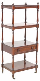 ENGLISH VICTORIAN MAHOGANY 4-TIER ETAGERE / WHATNOT SHELF