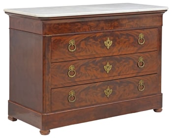 FRENCH LOUIS PHILIPPE MARBLE-TOP MAHOGANY COMMODE