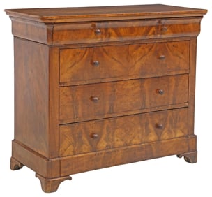 FRENCH LOUIS PHILIPPE PERIOD FIGURED WALNUT COMMODE