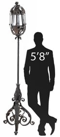 BAROQUE STYLE WROUGHT IRON & TOLE FLOOR LAMP, 95"H