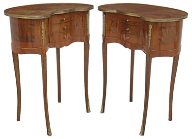 (2) FRENCH TRANSITIONAL STYLE KIDNEY-FORM SIDE TABLES