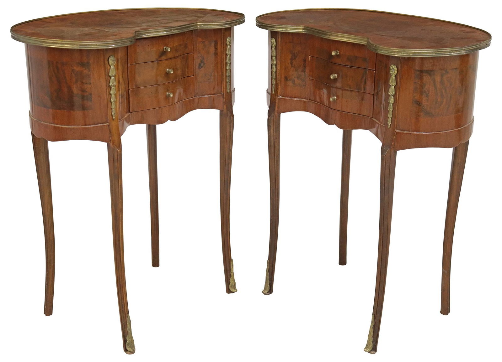 (2) FRENCH TRANSITIONAL STYLE KIDNEY-FORM SIDE TABLES (1 of 5)