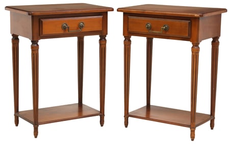 (2) FRENCH LOUIS XVI STYLE FRUITWOOD NIGHTSTANDS