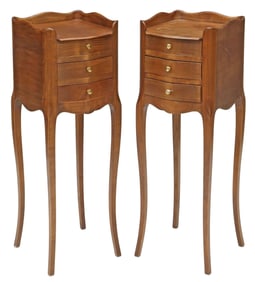 (2) FRENCH LOUIS XV STYLE WALNUT NIGHTSTANDS