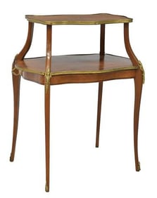 FRENCH LOUIS XV STYLE MAHOGANY TWO-TIER DESSERT SERVING TABLE