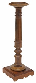 NEOCLASSICAL STYLE CARVED WALNUT COLUMN PEDESTAL / PLANT STAND