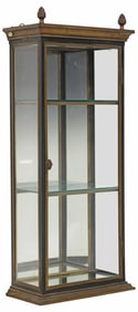 BRASS & TOLE PEINTE WALL-MOUNTED VITRINE CABINET