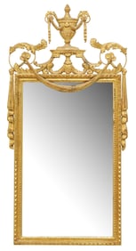 LA BARGE (ATTRIB.) NEOCLASSICAL STYLE GILT & BEVELED MIRROR, 47"H