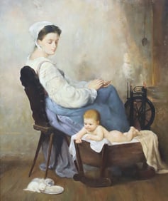 AFTER ADOLPHE WEISZ PAINTING MOTHER & CHILD