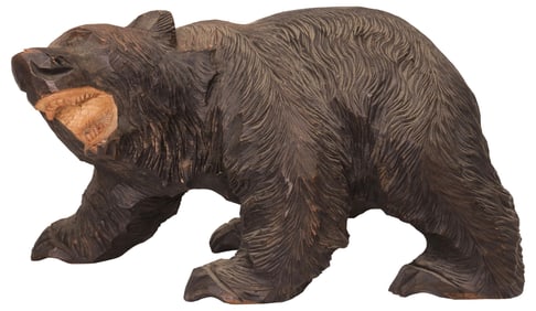 JAPANESE HOKKADO AINU STYLE CARVED WOOD BEAR SCULPTURE