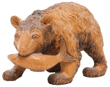 JAPANESE HOKKAIDO AINU STYLE CARVED WOOD BEAR SCULPTURE