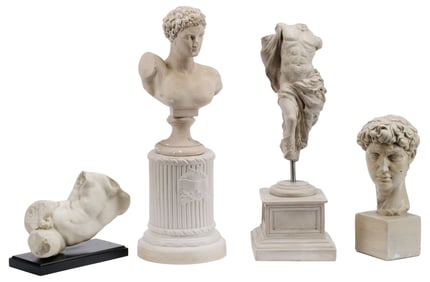 (4) CLASSICAL STYLE FIGURAL SCULPTURES AFTER THE ANTIQUES