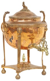 ENGLISH REGENCY COPPER & BRASS HOT WATER URN SAMOVAR