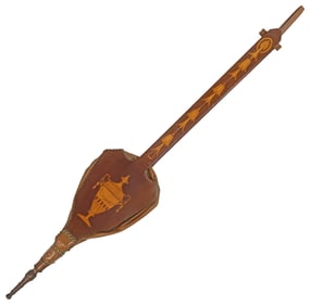 ENGLISH EDWARDIAN MARQUETRY-INLAID MAHOGANY FIREPLACE BELLOWS