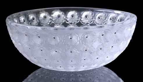 FRENCH LALIQUE ART CRYSTAL 'NEMOURS' CENTER BOWL