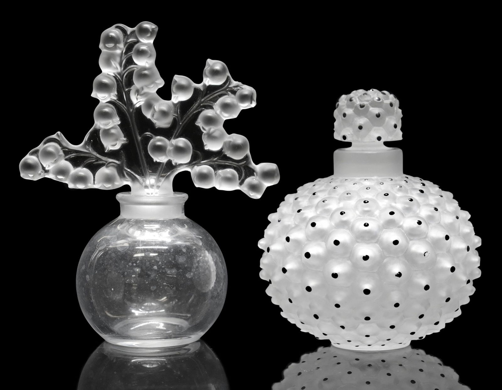(2) FRENCH LALIQUE CRYSTAL 'CACTUS' & 'CLAIRFONTAINE' PERFUME BOTTLES (1 of 3)