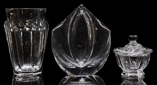 (3) BACCARAT CUT CRYSTAL VASES & BOWL, GIVERNY, NELLY & BRETAGNE
