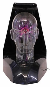 VINTAGE 'BRAINSTORM NEBULA' GLASS HEAD-FORM NOVELTY PLASMA LAMP