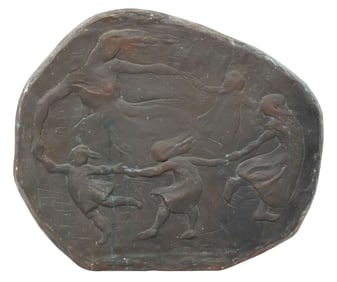 UNA HANBURY (1904-1990) BRONZE RELIEF PLAQUE, THE DANCERS