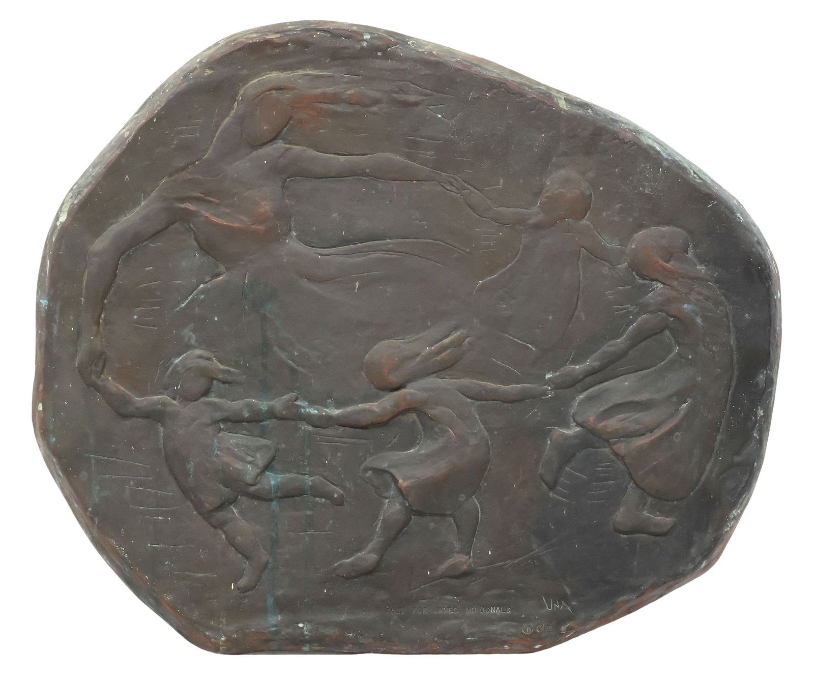 UNA HANBURY (1904-1990) BRONZE RELIEF PLAQUE, THE DANCERS (1 of 4)