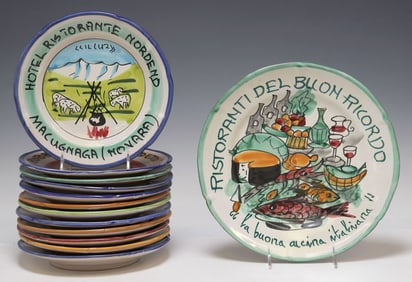 (13) ITALIAN MAJOLICA RESTAURANT TOURING CHARGER & PLATES