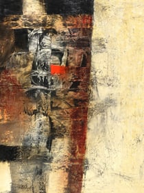 PAUL DYCK (1917-2006) ABSTRACT OIL ON CANVAS PAINTING, 47.5" X 35.25"