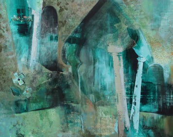 MARILYN EITZEN JONES (D.2024) MIXED MEDIA PAINTING, 'ILLUSIONS OF MADRID'