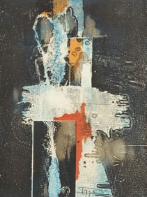 LASZLO DUS (B.1941) ABSTRACT COLOR PRINT, 'LITHO IV'