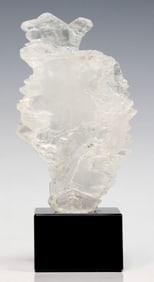 GEOLOGICAL FISHTAIL SELENITE SPECIMEN ON MARBLE BASE