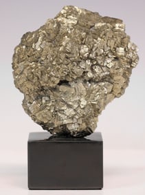 GEOLOGICAL PYRITE SPECIMEN ON BLACK MARBLE BASE