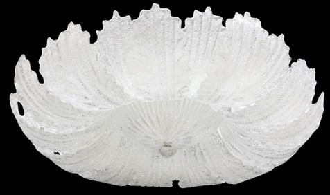 LARGE ITALIAN MURANO ART GLASS 13-LIGHT FOLIATE CEILING LIGHT, 35"DIAM