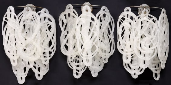 (3) MAZZEGA (ATTRIB.) MURANO ART GLASS 'RAGNATELA' 1-LT WALL SCONCES