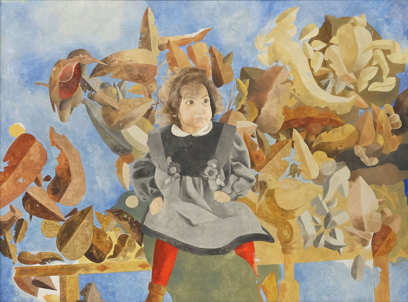 JORGE CASTILLO CASALDERREY (1933-2020) PAINTING, 'PAULA LEVAI,' 45" X 60": Framed oil on canvas painting, "Paula Levai," signed upper left Castillo (Jorge Jose Castillo Casalderrey, Spain/ Argentina/ New York, 1933-2020), dated [19]85, inscribed "N.Y." beside signature, reta