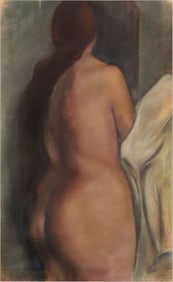 ANDREAS HADJIALEXIOU (B.1945) OIL PASTEL DRAWING, FEMALE NUDE